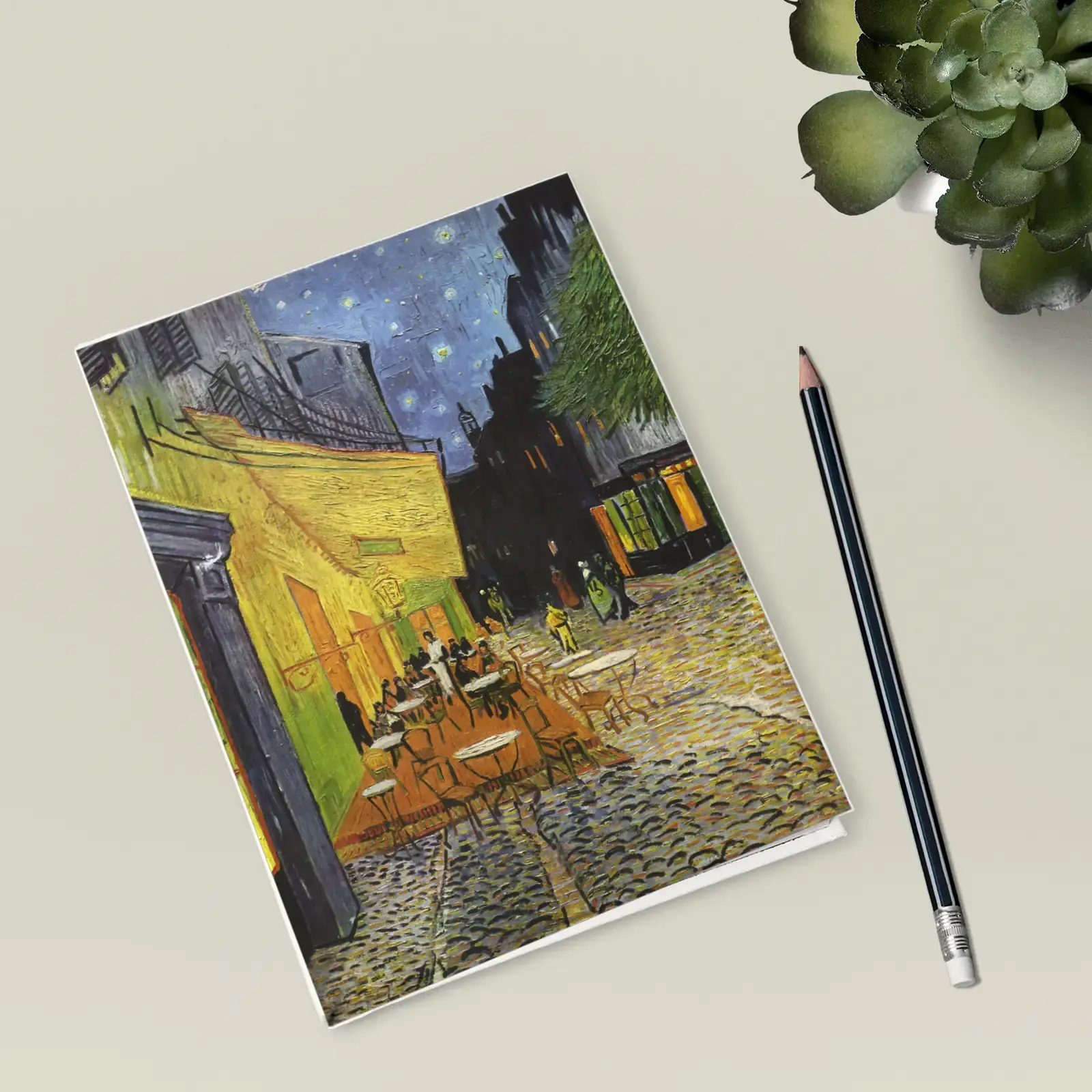 Café Terrace at Night by Vincent van Gogh, printed on a hardcover journal