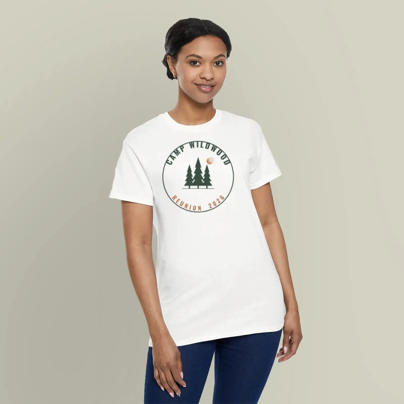 "Camp Wildwood Reunion", an example design by Vessim, printed on a t-shirt