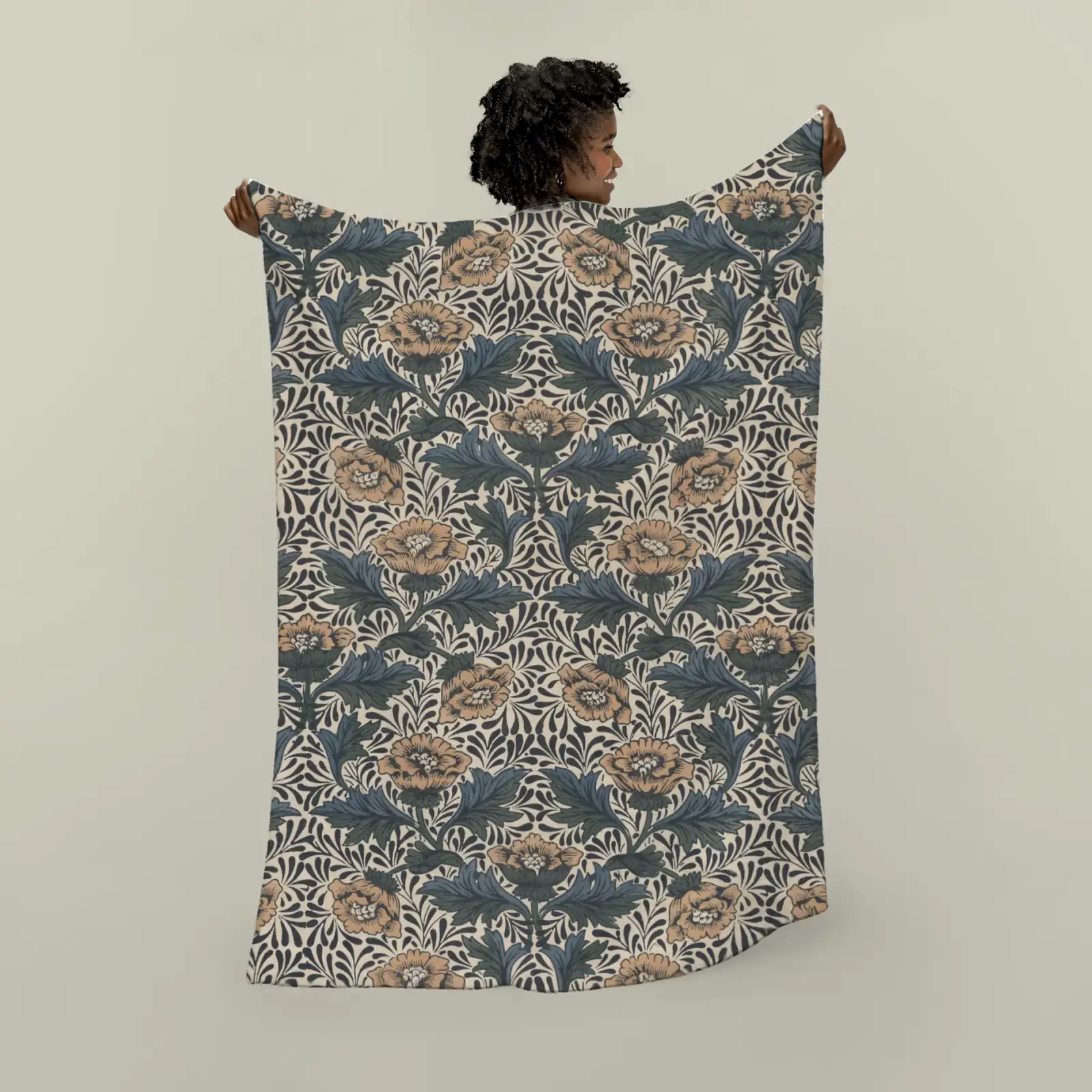 Peony by Kate Faulkner, printed on a plush blanket