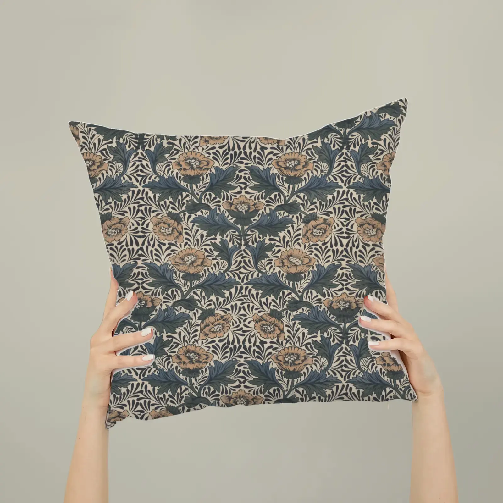 Peony by Kate Faulkner, printed on a square pillow