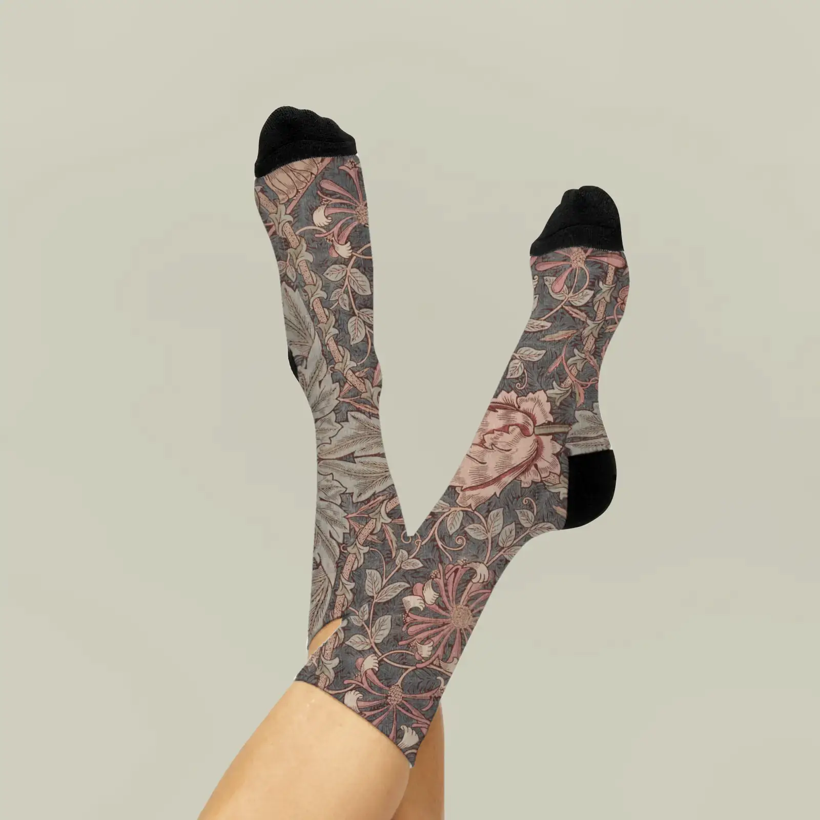 Honeysuckle by William Morris, printed on a socks