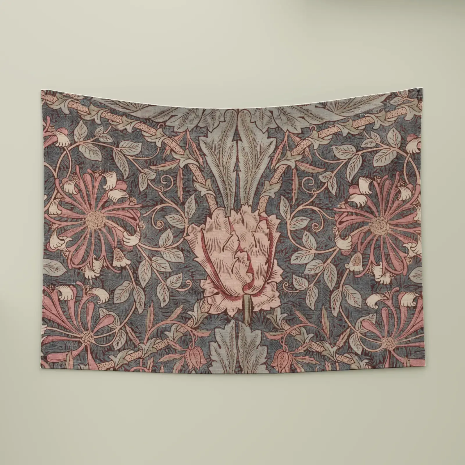 Honeysuckle by William Morris, printed on a wall tapestry