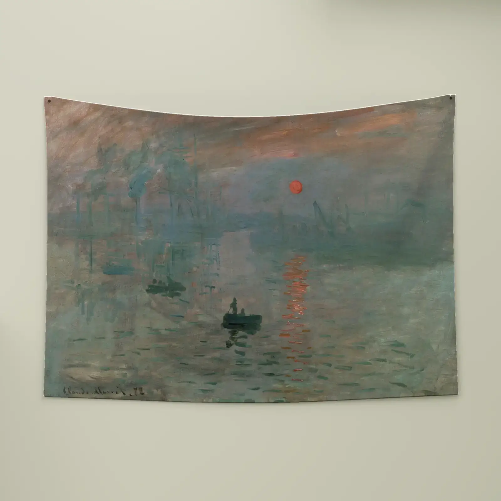 Impression, Sunrise by Claude Monet, printed on a wall tapestry