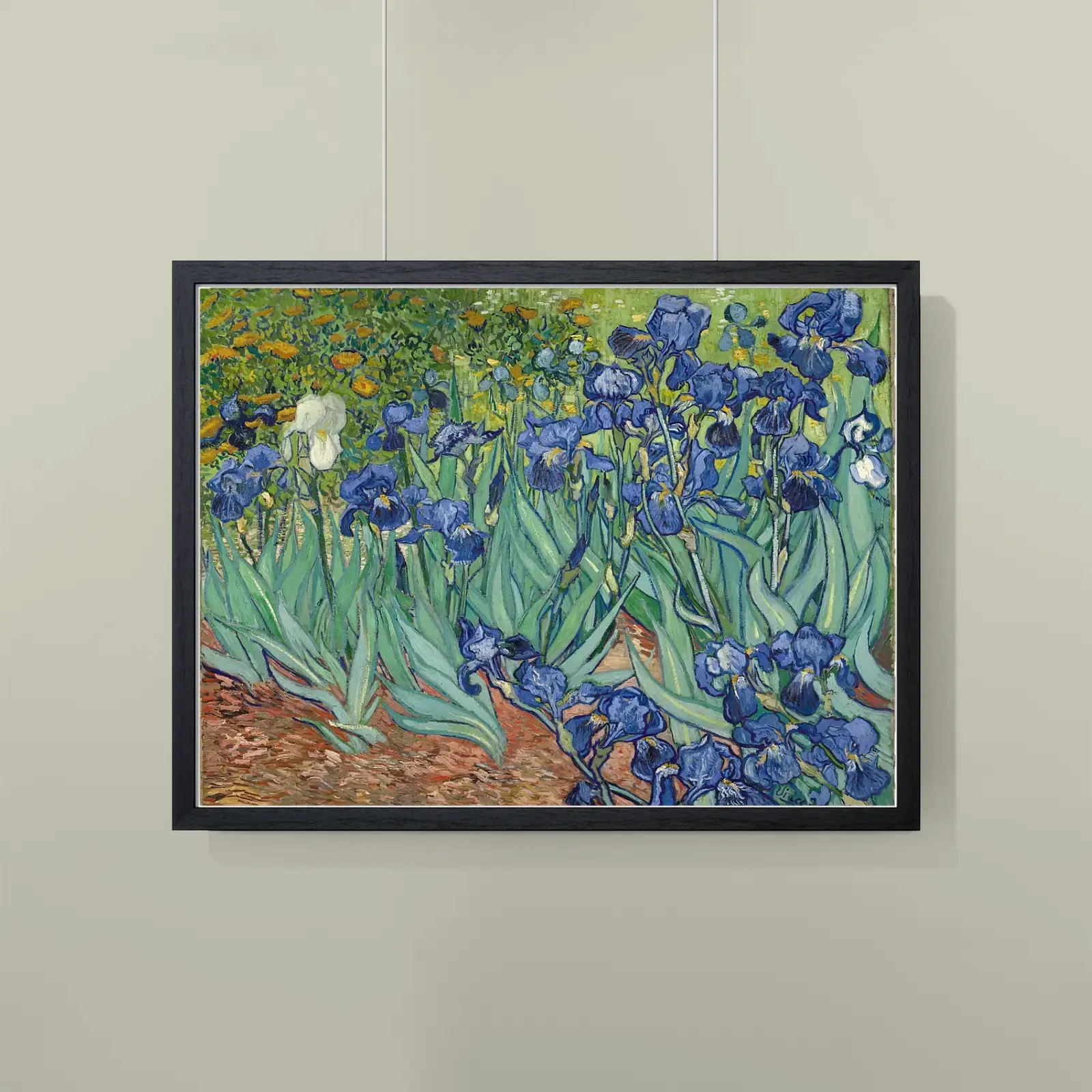 Irises by Vincent van Gogh, printed on a landscape framed poster