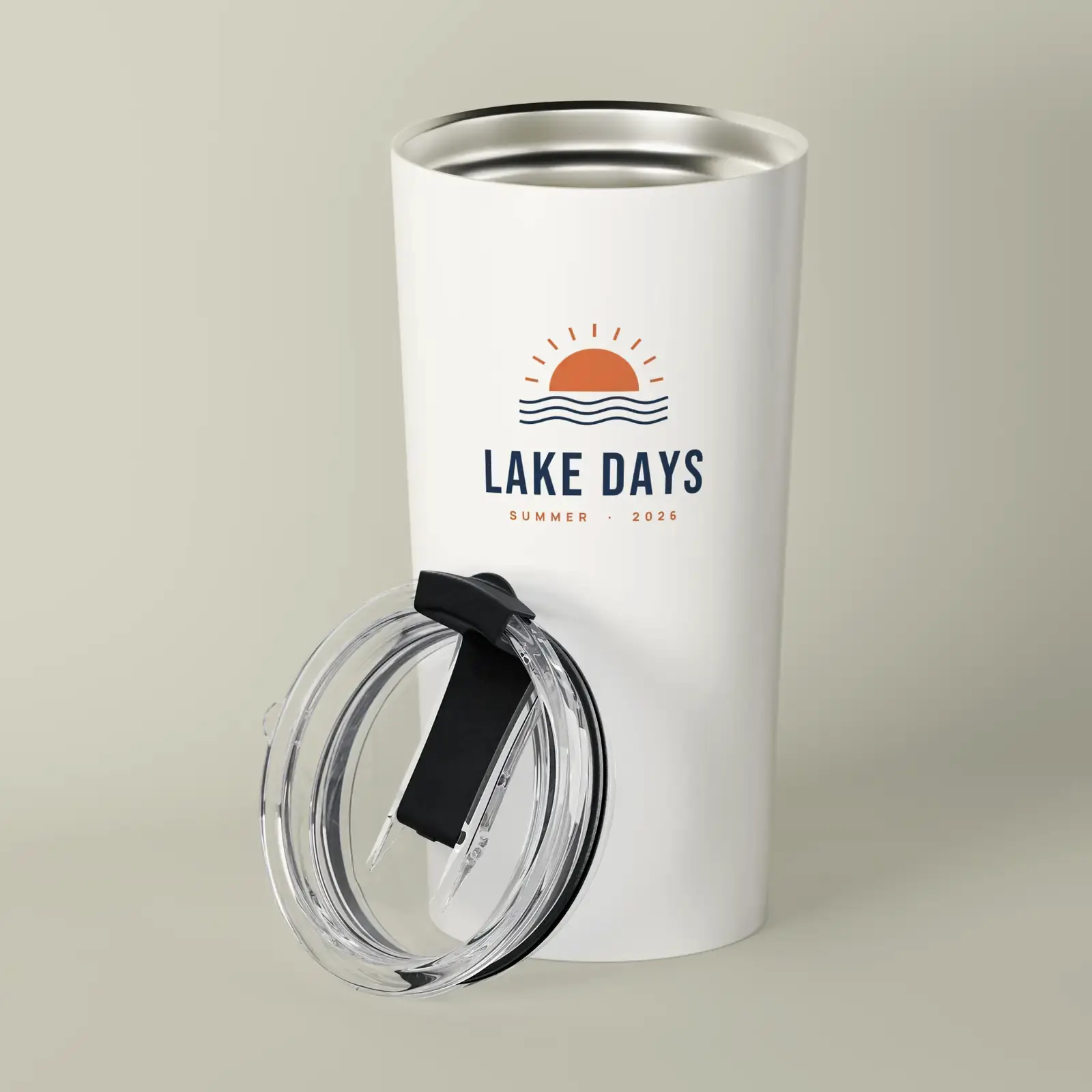 "Lake Days", an example design by Vessim, printed on a tumbler