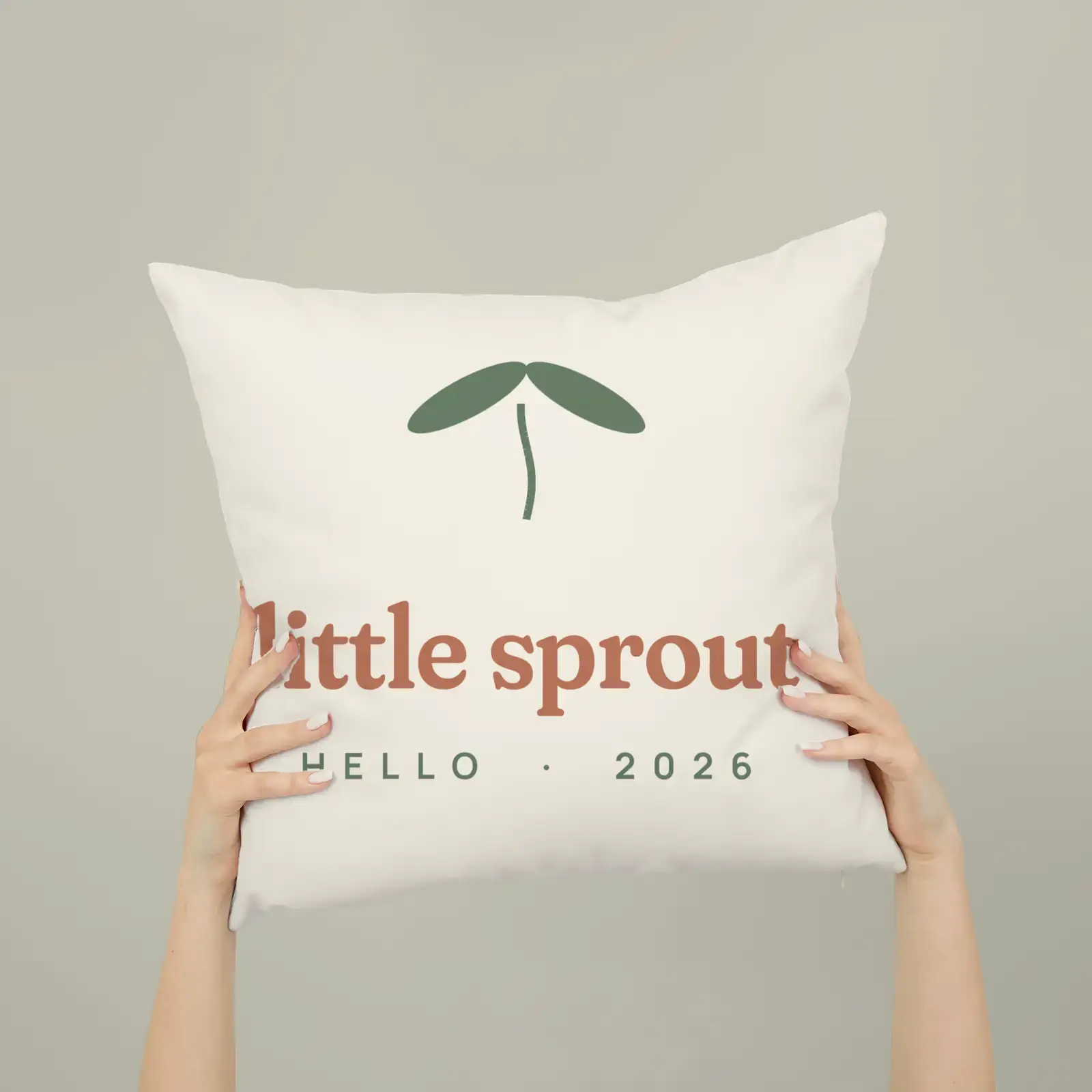 "Little Sprout", an example design by Vessim, printed on a square pillow