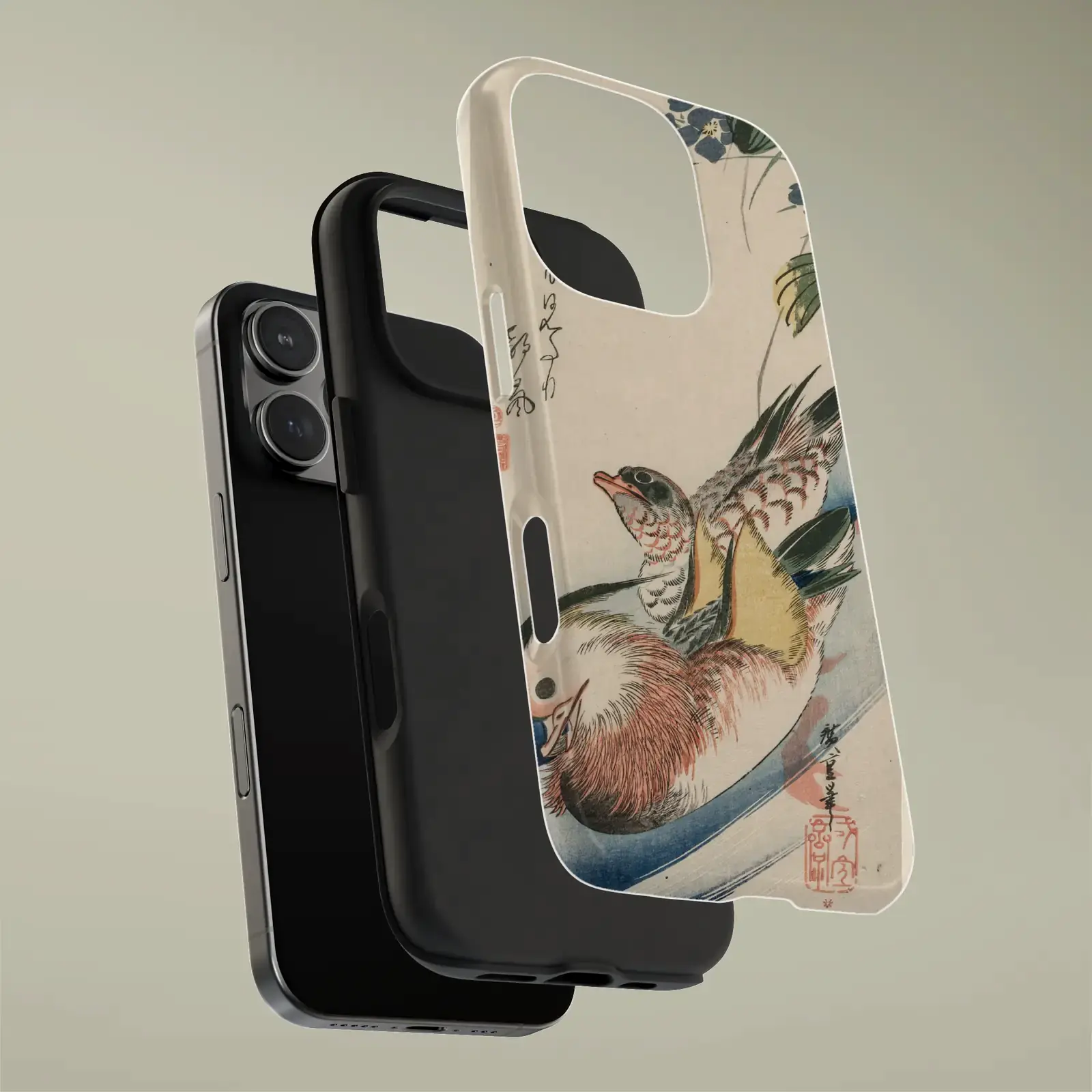 Mandarin Ducks and Flowering Plants by Utagawa Hiroshige, printed on a phone case