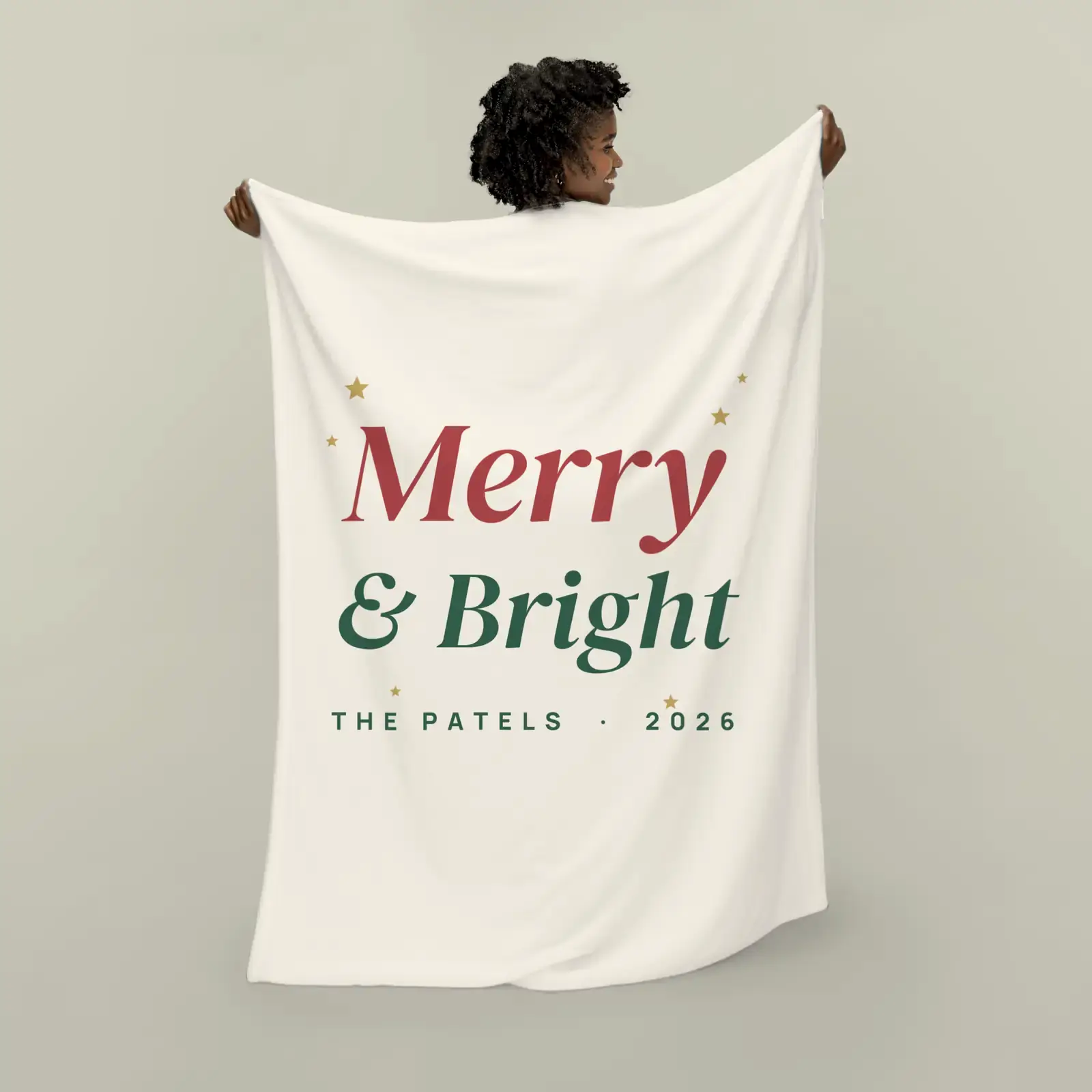 "Merry & Bright", an example design by Vessim, printed on a plush blanket