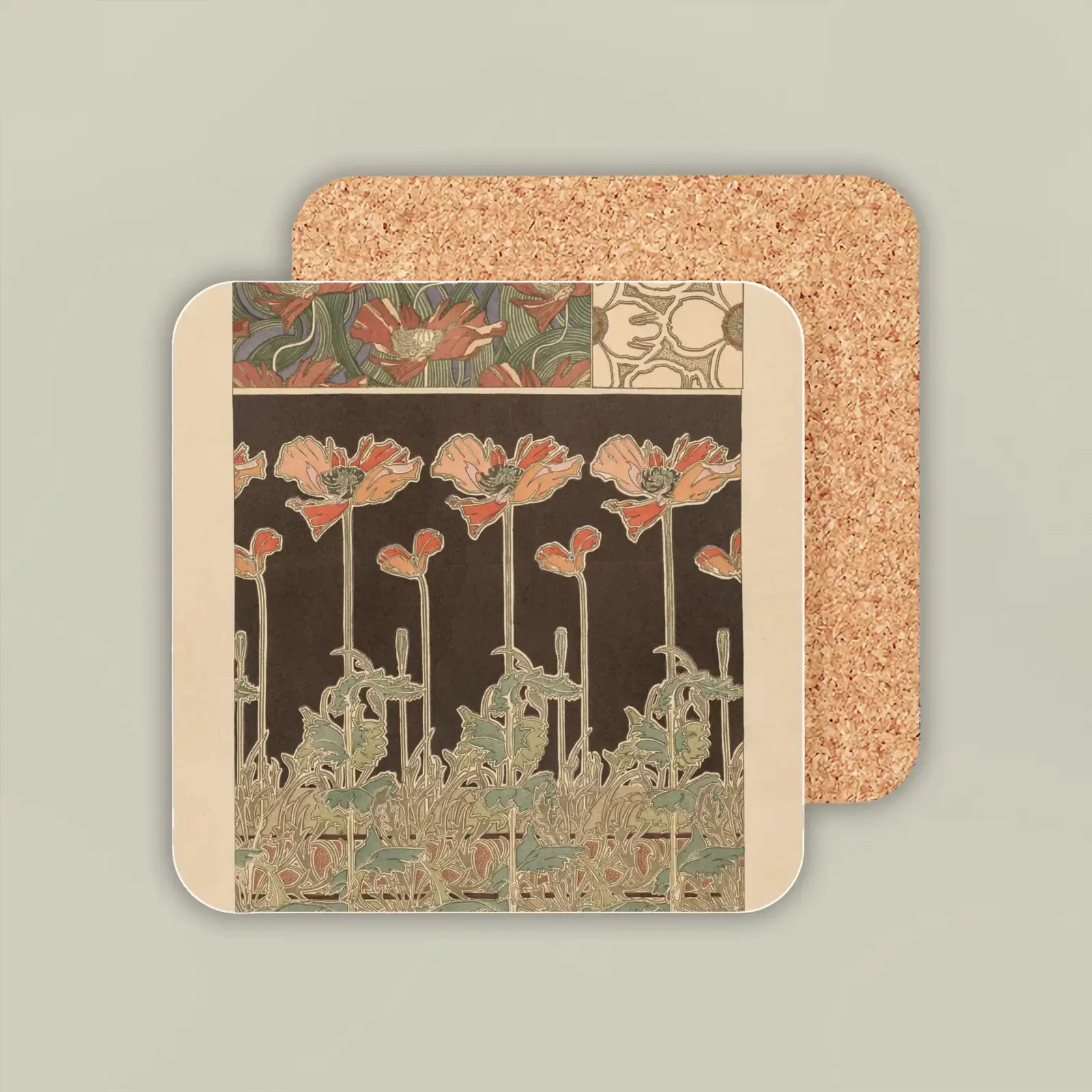 Plate 38, from Documents Décoratifs by Alphonse Mucha, printed on a coaster