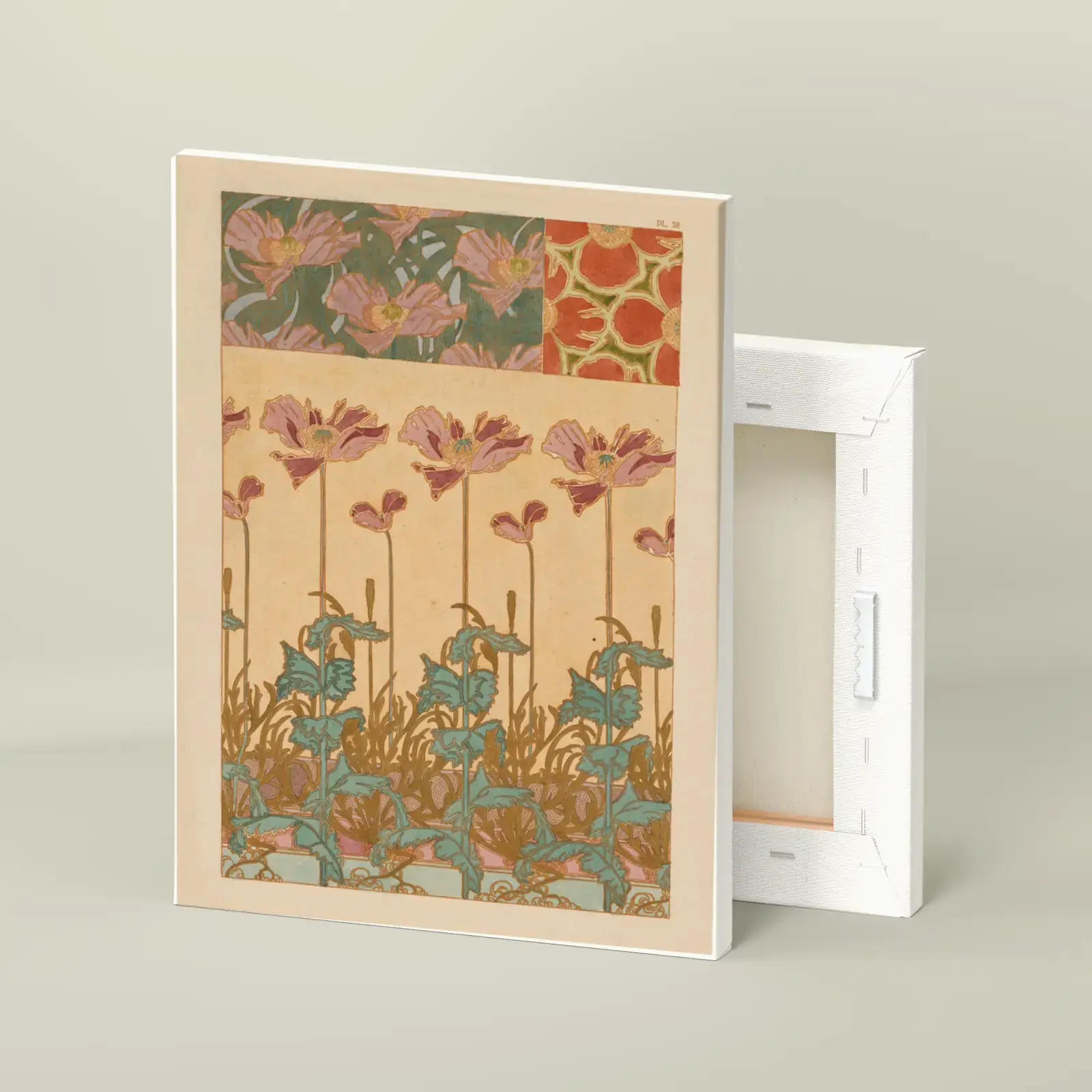 Oriental Poppies, from Documents Décoratifs by Alphonse Mucha, printed on a stretched canvas
