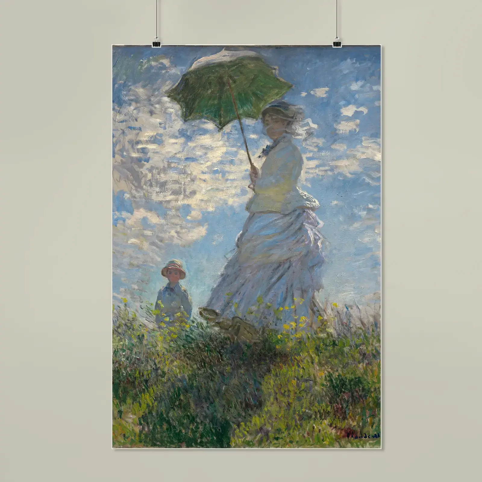 Woman with a Parasol by Claude Monet, printed on a matte poster