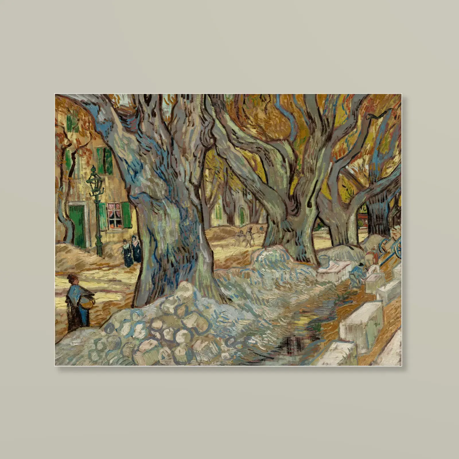 The Large Plane Trees (Road Menders at Saint-Rémy) by Vincent van Gogh, printed on a acrylic print