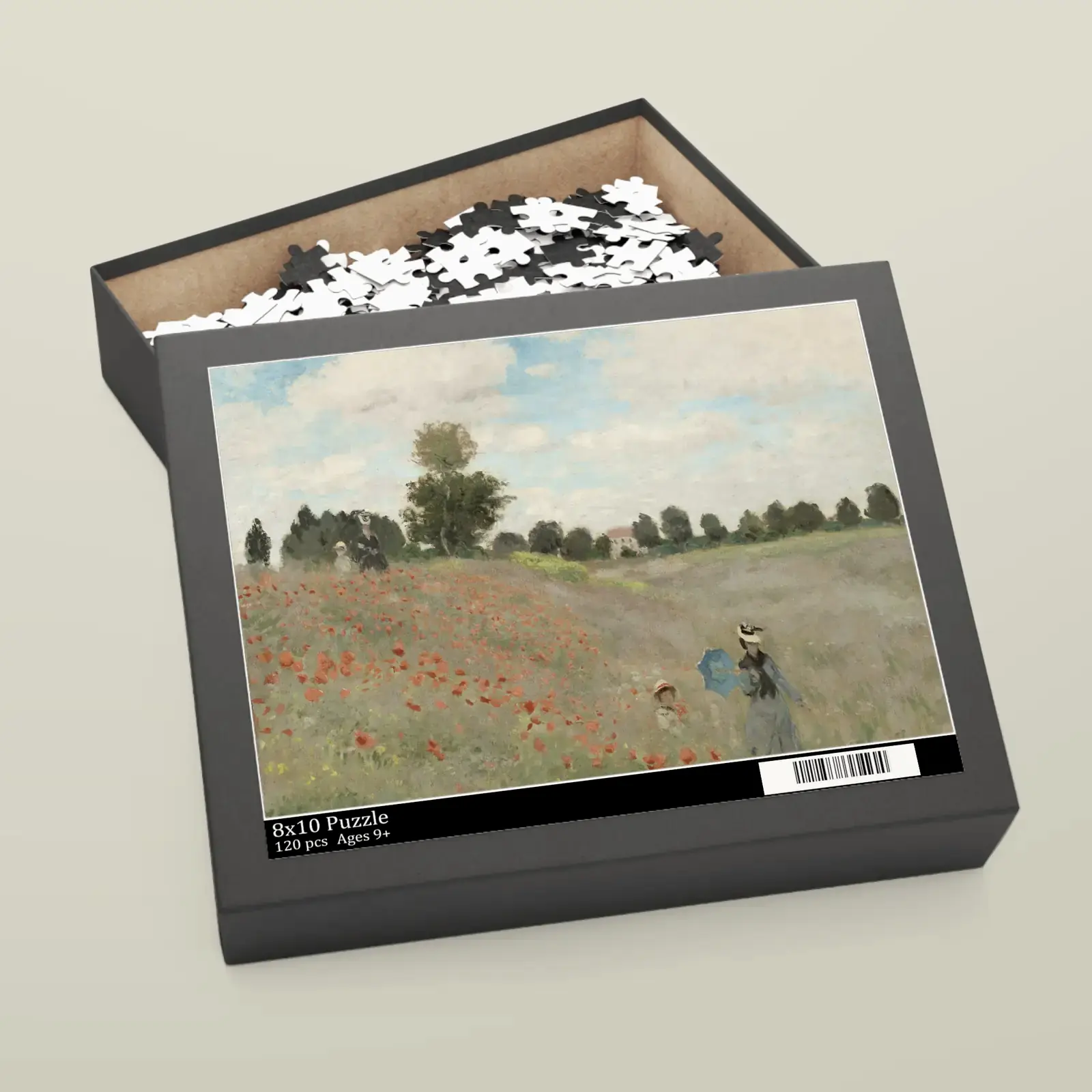 Poppy Field by Claude Monet, printed on a jigsaw puzzle