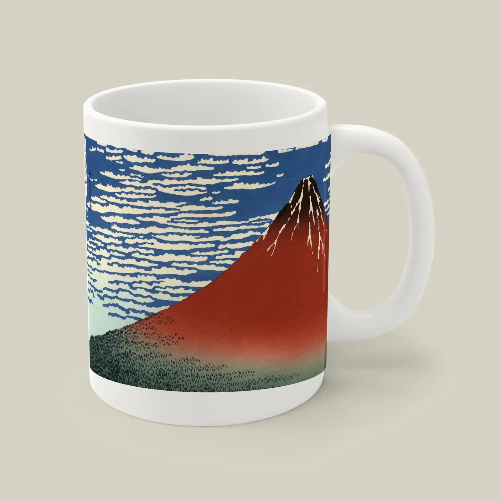 Fine Wind, Clear Morning (Red Fuji) by Katsushika Hokusai, printed on a mug