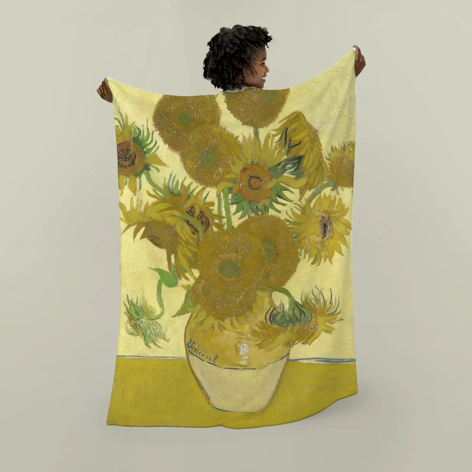 Sunflowers by Vincent van Gogh, printed on a plush blanket