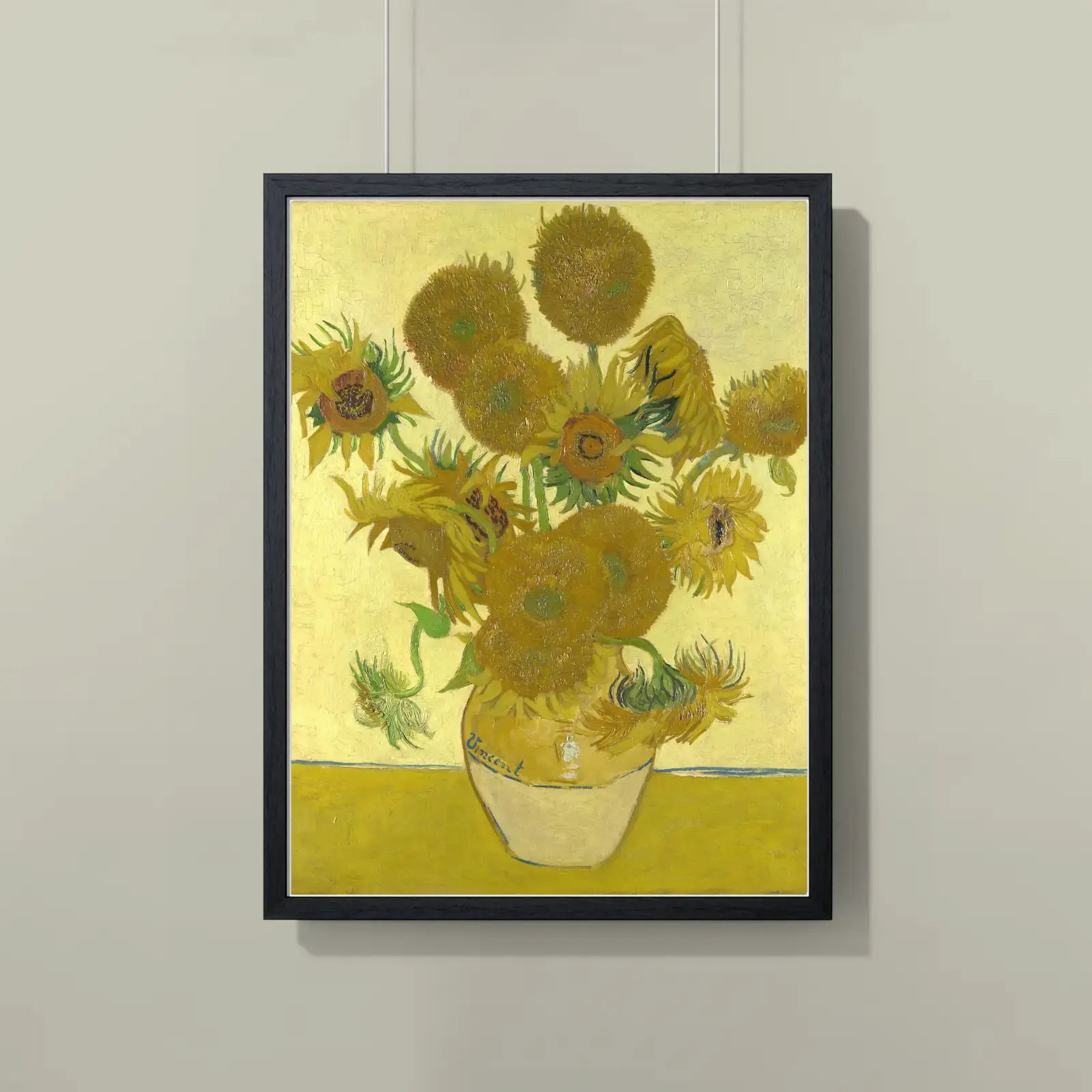 Sunflowers by Vincent van Gogh, printed on a framed poster
