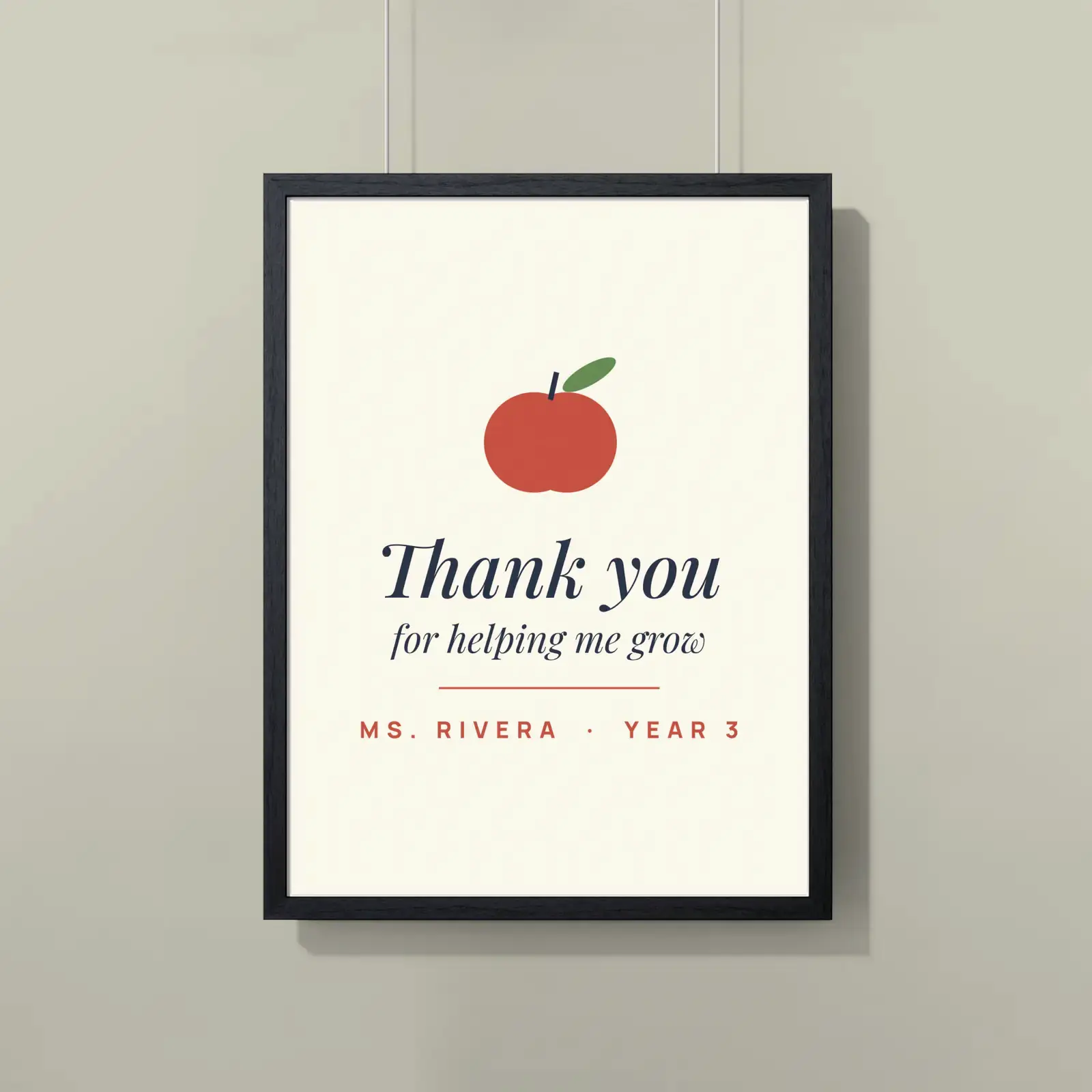 "Thank You, Ms. Rivera", an example design by Vessim, printed on a framed poster