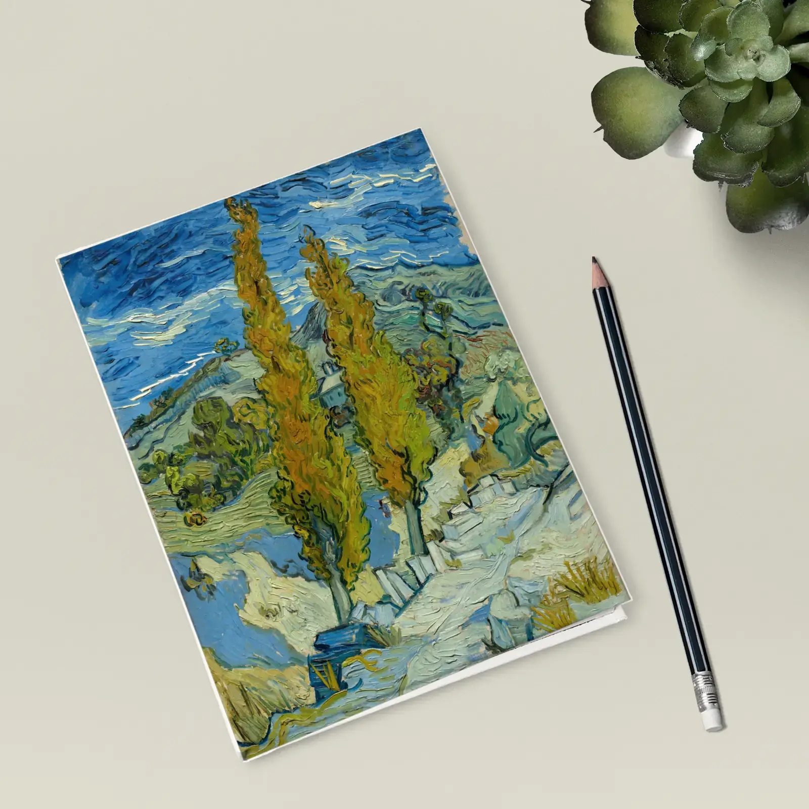 Two Poplars in the Alpilles near Saint-Rémy by Vincent van Gogh, printed on a hardcover journal
