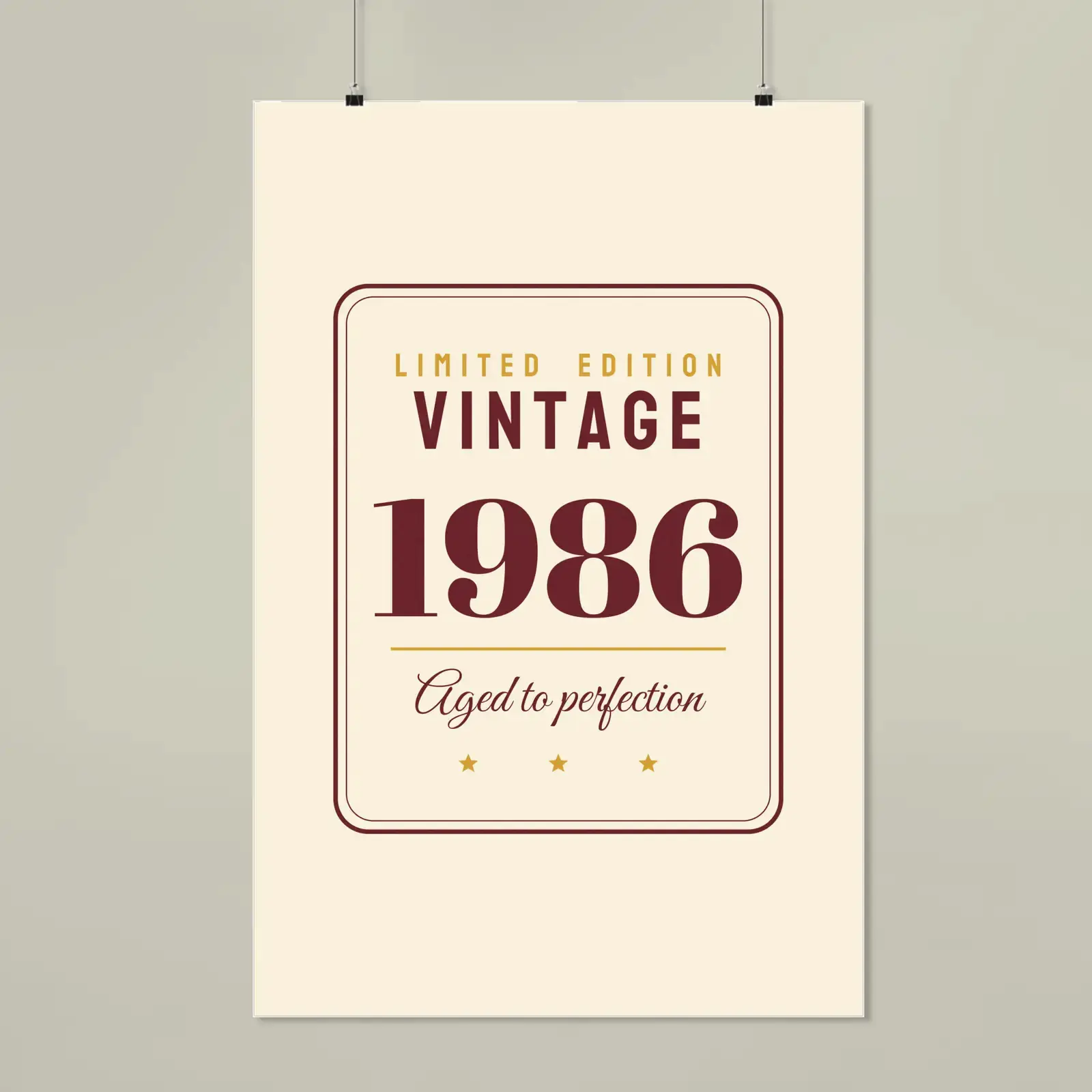 "Vintage 1986", an example design by Vessim, printed on a matte poster
