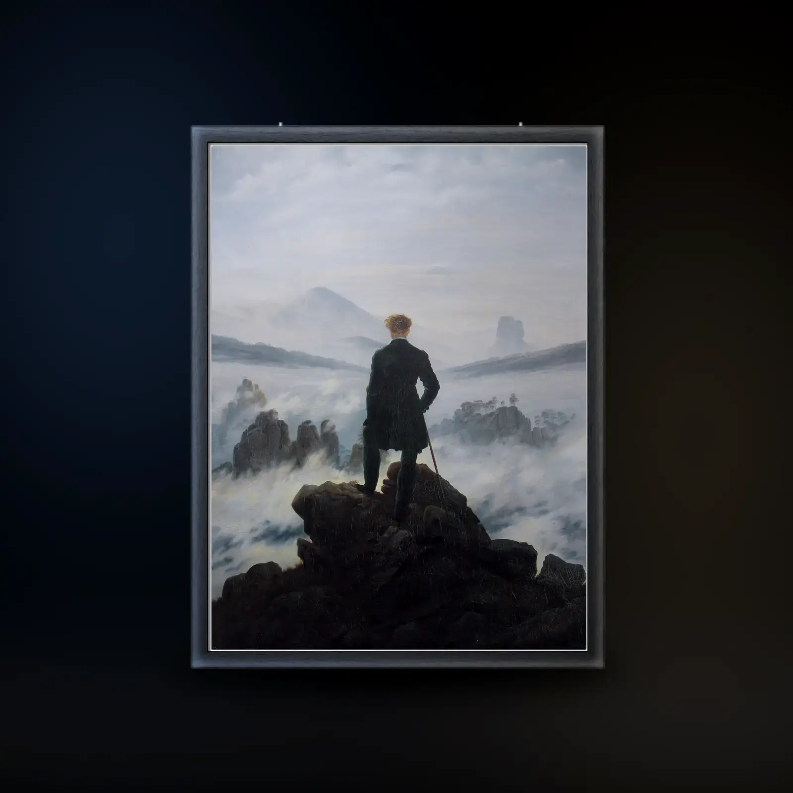 Wanderer above the Sea of Fog by Caspar David Friedrich, printed on a framed poster